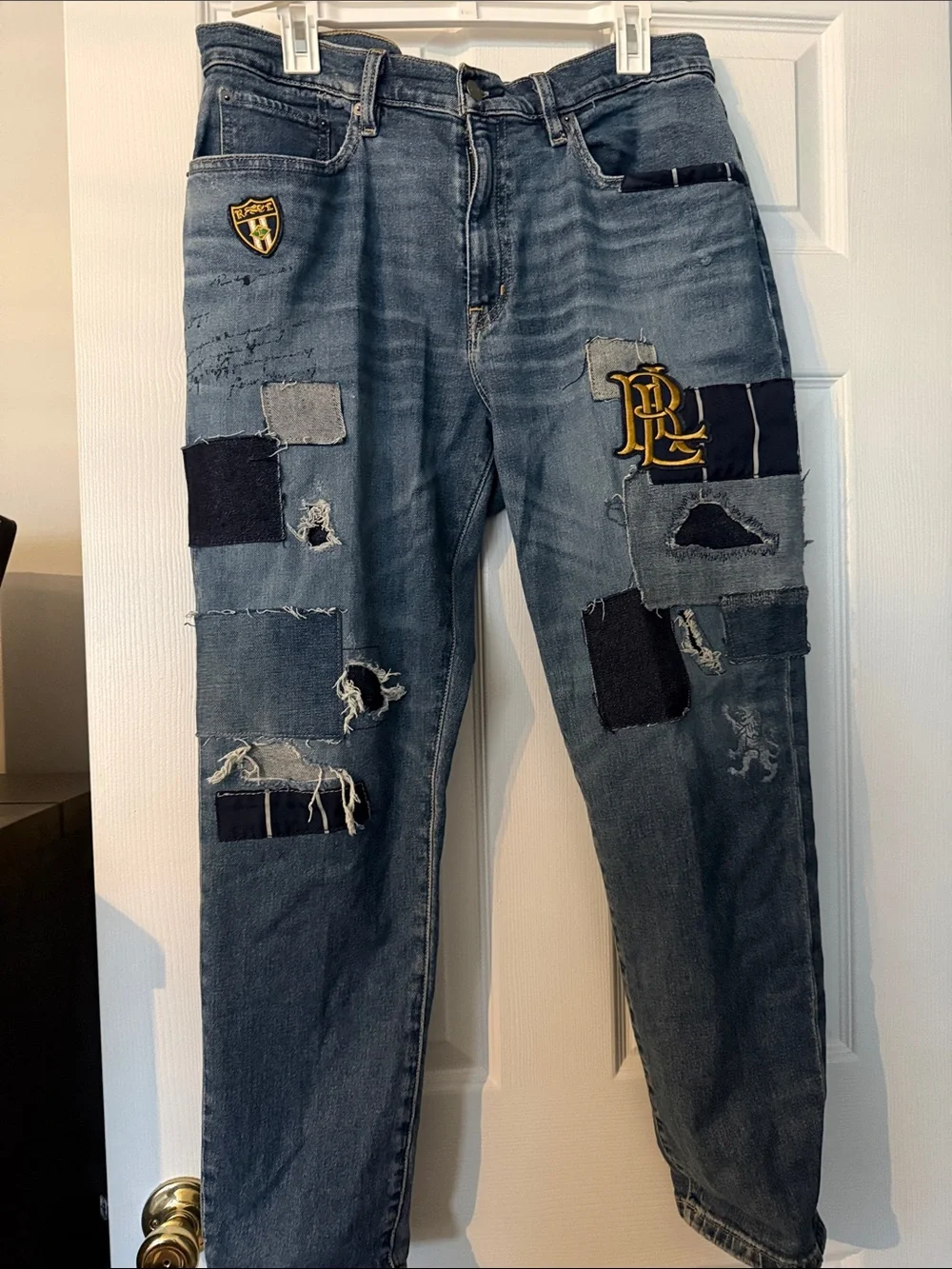 Lauren Ralph Lauren Women's Blue Patchwork Boot Cut Jeans Size 12 - Picture 1 of 7